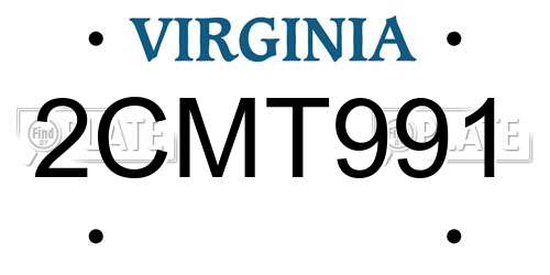 2CMT991 Virginia License Plate