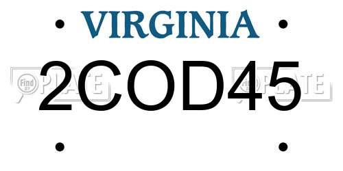 2COD45 Virginia License Plate