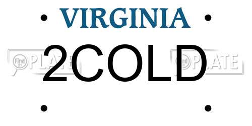 2COLD Virginia License Plate