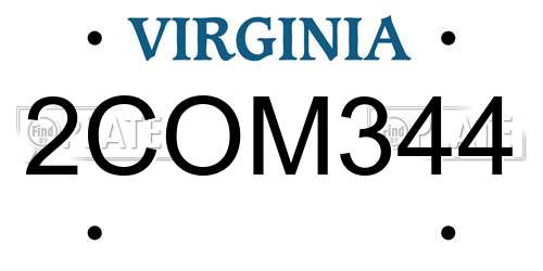 2COM344 Virginia License Plate