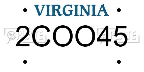 2COO45 Virginia License Plate