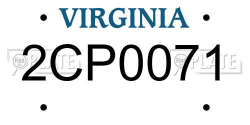 2CP0071 Virginia License Plate