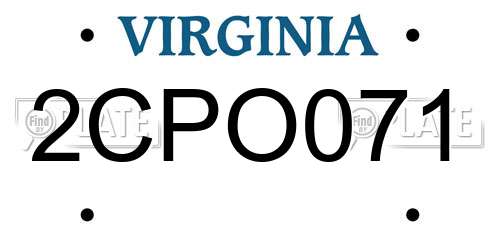 2CPO071 Virginia License Plate