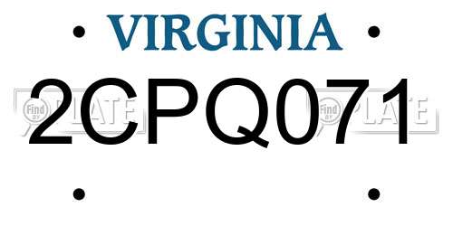 2CPQ071 Virginia License Plate