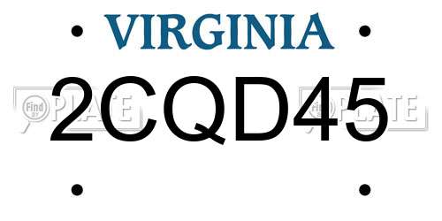 2CQD45 Virginia License Plate