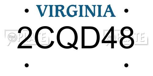 2CQD48 Virginia License Plate