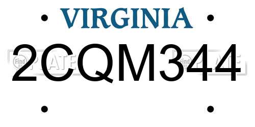 2CQM344 Virginia License Plate