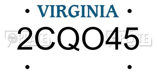 2CQO45 Virginia License Plate