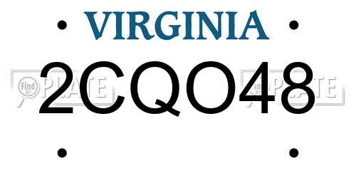 2CQO48 Virginia License Plate