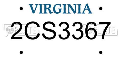 2CS3367 Virginia License Plate