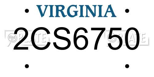 2CS6750 Virginia License Plate