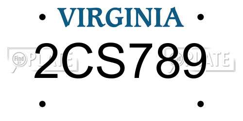 2CS789 Virginia License Plate