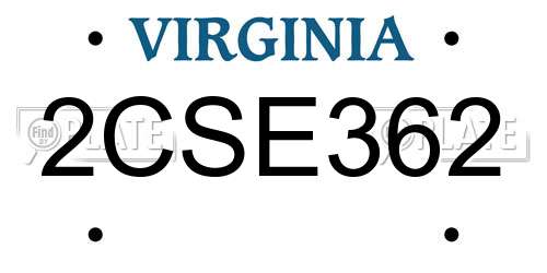2CSE362 Virginia License Plate