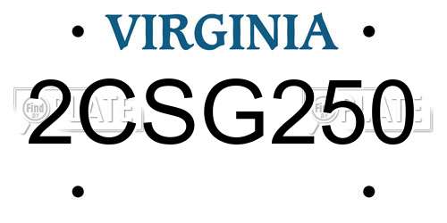 2CSG250 Virginia License Plate