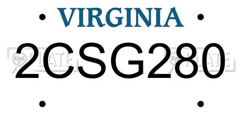 2CSG280 Virginia License Plate