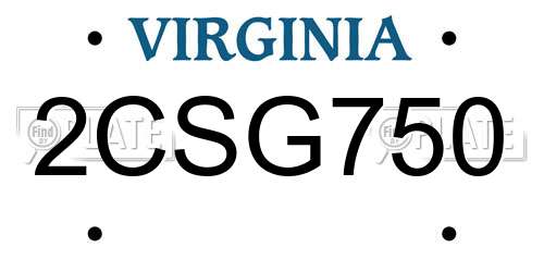 2CSG750 Virginia License Plate