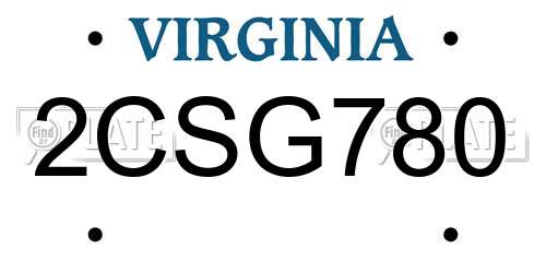2CSG780 Virginia License Plate