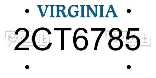 2CT6785 Virginia License Plate