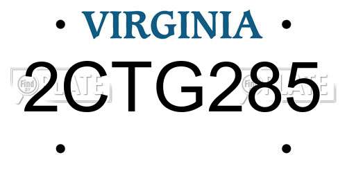 2CTG285 Virginia License Plate