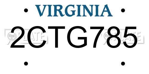 2CTG785 Virginia License Plate