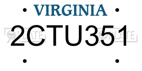 2CTU351 Virginia License Plate