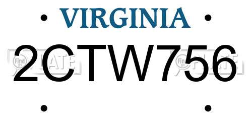 2CTW756 Virginia License Plate