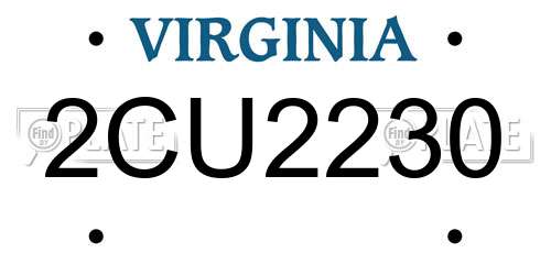 2CU2230 Virginia License Plate