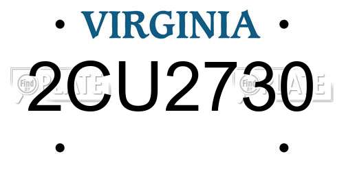2CU2730 Virginia License Plate