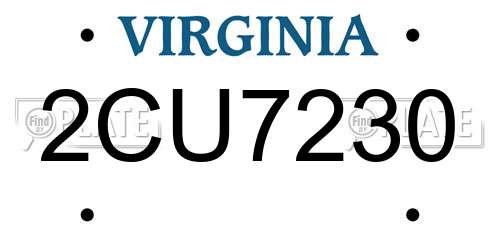 2CU7230 Virginia License Plate