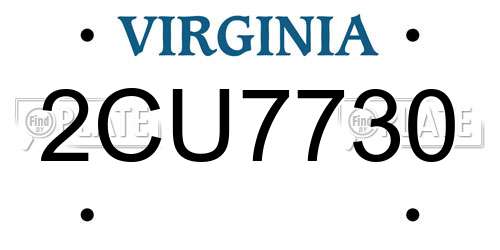 2CU7730 Virginia License Plate