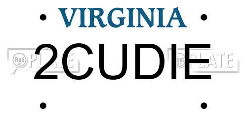 2CUDIE Virginia License Plate