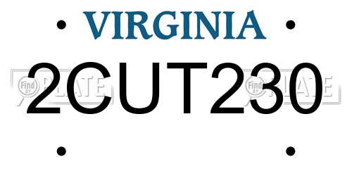 2CUT230 Virginia License Plate