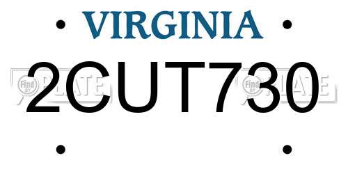2CUT730 Virginia License Plate