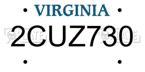 2CUZ730 Virginia License Plate