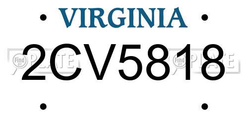 2CV5818 Virginia License Plate
