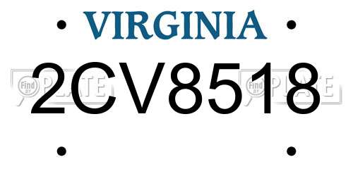 2CV8518 Virginia License Plate