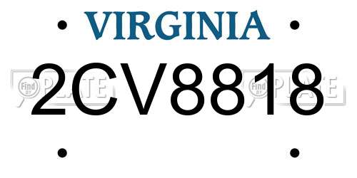 2CV8818 Virginia License Plate