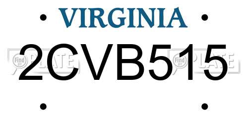 2CVB515 Virginia License Plate