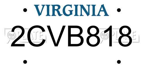 2CVB818 Virginia License Plate