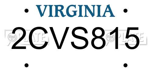 2CVS815 Virginia License Plate