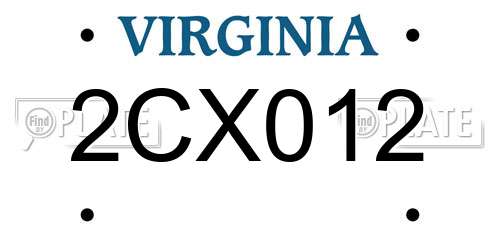 2CX012 Virginia License Plate