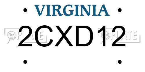 2CXD12 Virginia License Plate