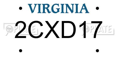 2CXD17 Virginia License Plate