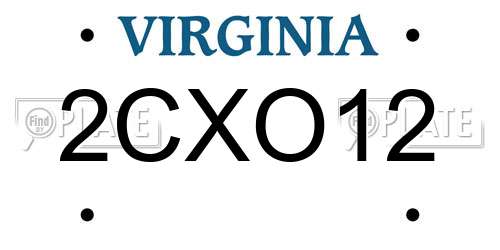 2CXO12 Virginia License Plate