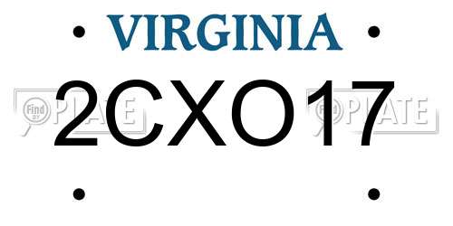 2CXO17 Virginia License Plate