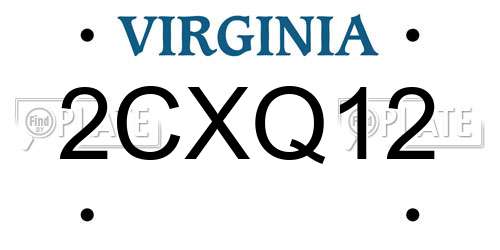 2CXQ12 Virginia License Plate