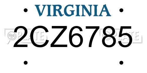 2CZ6785 Virginia License Plate