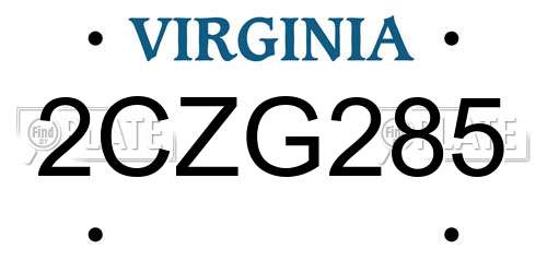 2CZG285 Virginia License Plate