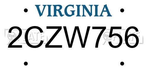 2CZW756 Virginia License Plate