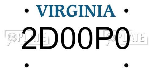 2D00P0 Virginia License Plate